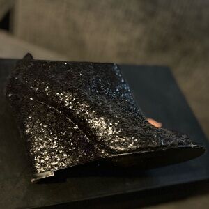 Black sparkly low heels